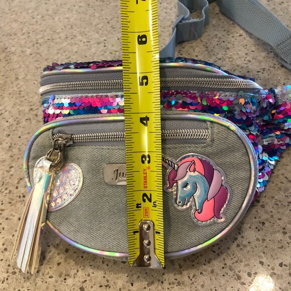 Justice Denim Flip Sequin Belt Bag Unicorn - Picture 14 of 14